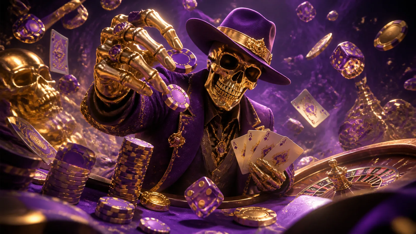Luxury-themed casino banner featuring floating poker chips, cards, and neon accents inspired by the Gangbob brand, showcasing